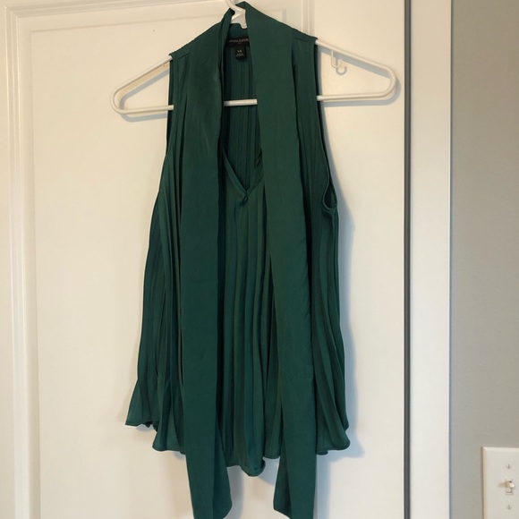 Banana Republic Tops - Banana Republic | Pleated Tie-Neck Top in Green
